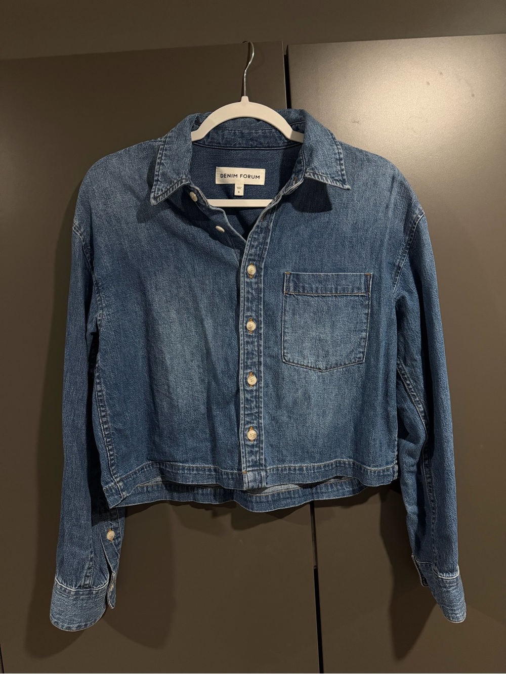 Denim Forum Medium Blue Cropped Denim Jacket